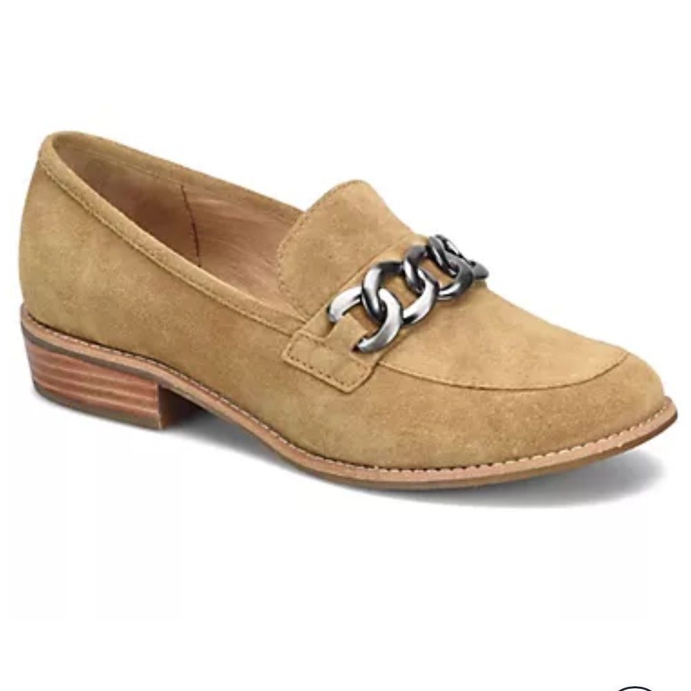 Sofft Chain Link Loafer Suede Nevara Hazelwood Brown Tan Shoes Casual Dressy 8.5 - Picture 2 of 15